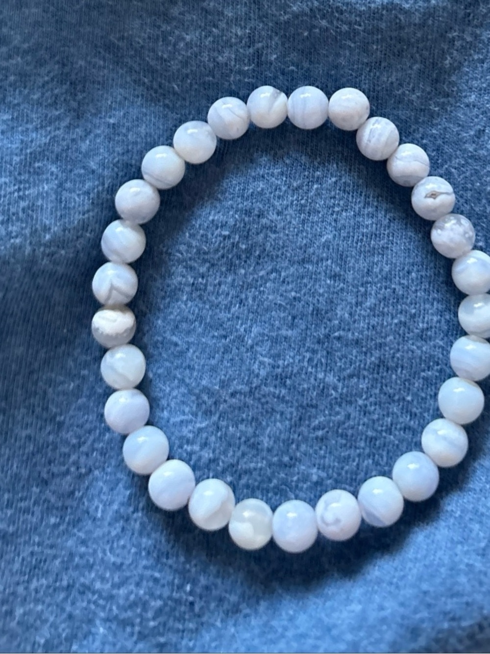 Aquamarine light blue Beaded Stretch Bracelet. Gemstone. 5 to 7 inches.
